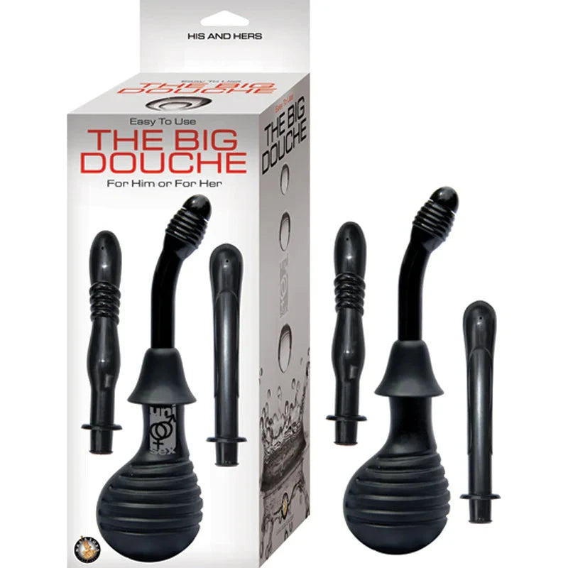 The Big Douche For Vaginal & Anal Use With 3 Unique Attachments (Black) by Sexual Wellness