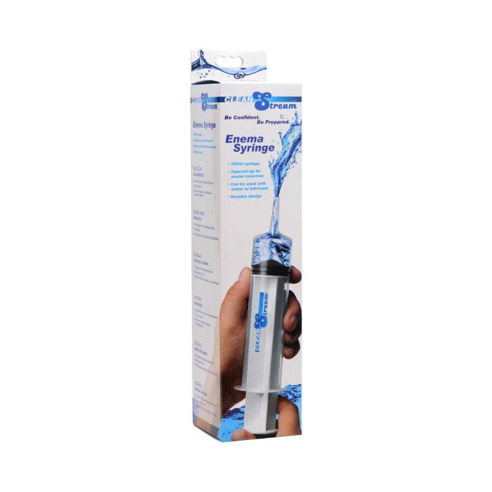 Cleanstream 150ml enema syringe with clear metric measurements and tapered tip for comfortable cleansing and personal hygiene.