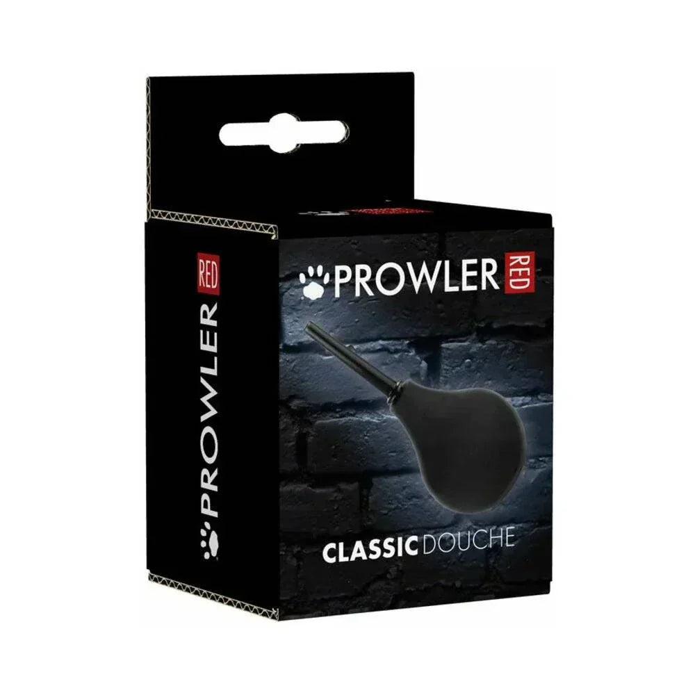 Prowler RED Small Bulb Douche in black with PVC bulb and ABS nozzle, classic design, easy to fill and clean, 89ml capacity