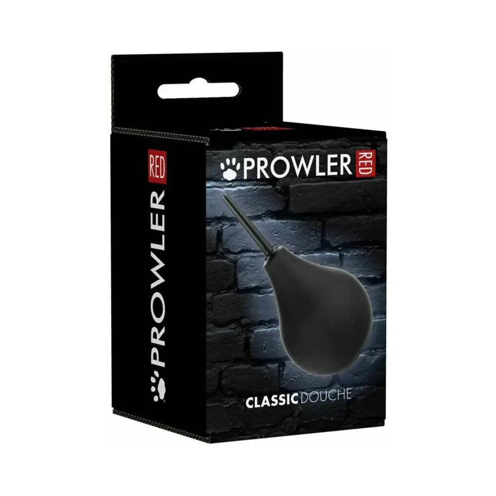 Prowler RED Large black bulb douche with PVC bulb and ABS nozzle, 220ml capacity, classic design.