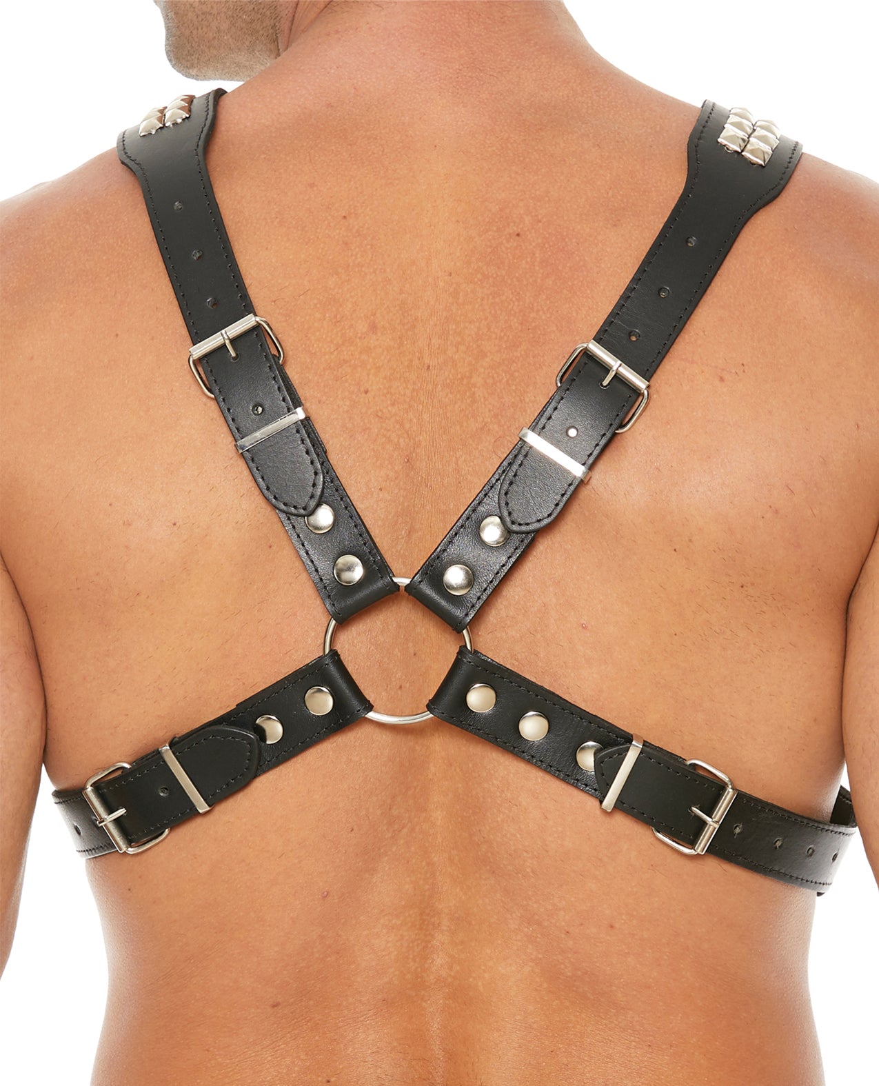 Shots Uomo Men's Pyramid Stud Body Harness - Black by Bondage & Fetish Toys
