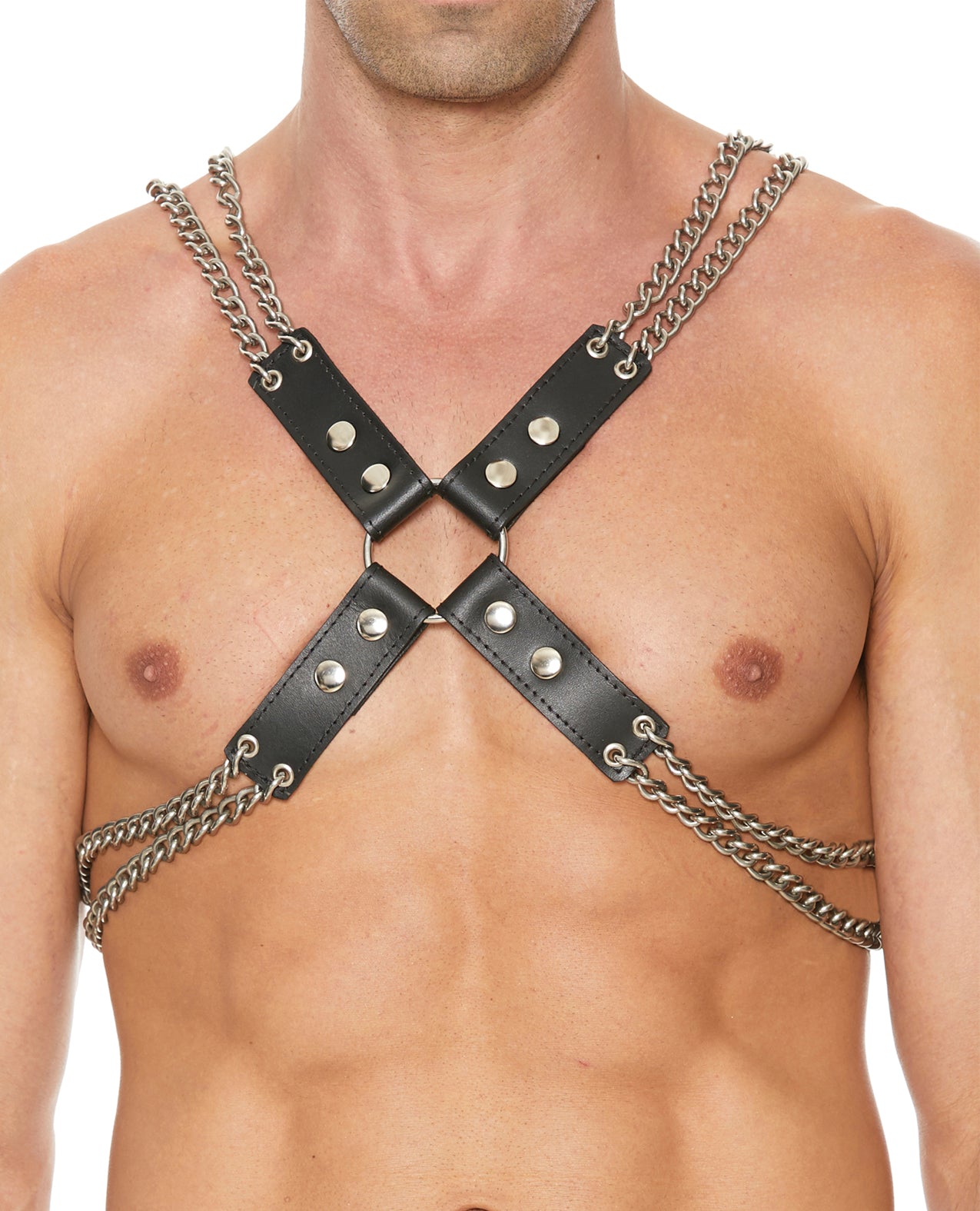 Shots Uomo Chain & Chain Harness - Black by Bondage & Fetish Toys