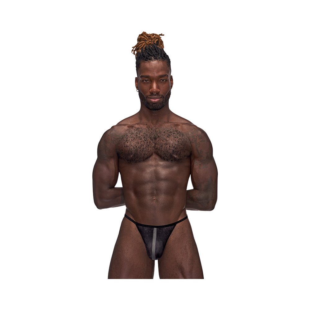 Male Power Landing Strip Micro Thong Black S/M by Apparel