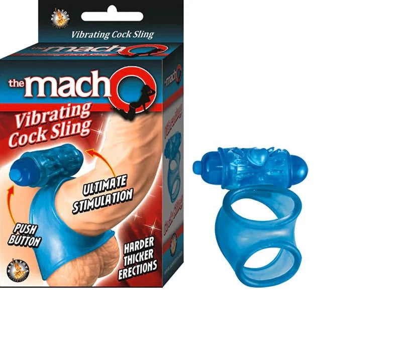The Macho Vibrating blue waterproof cock ring with bullet vibrator for harder, thicker erections and clit stimulation