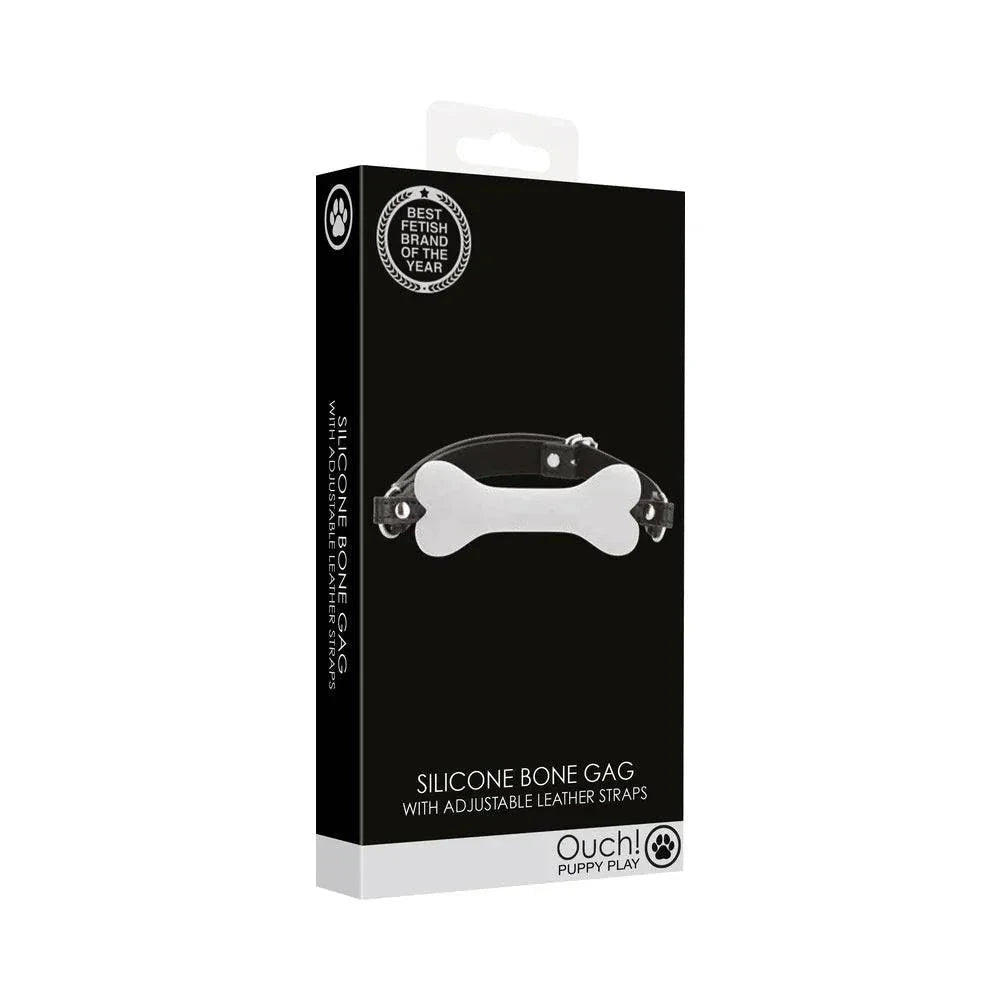 Ouch! Puppy Play Silicone Bone Gag White by Bondage & Fetish Toys