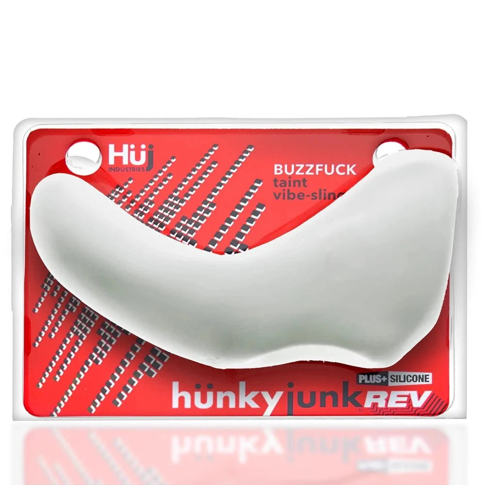 Hunkyjunk Buzzfuck Cock & Ball Sling with Taint Vibrator White Ice by Vibrators and Massagers