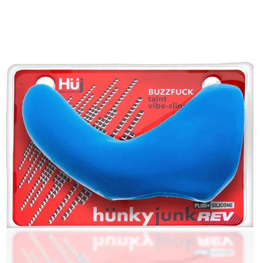 Hunkyjunk Buzzfuck Cock & Ball Sling with Taint Vibrator Teal Ice by Cock & Balls