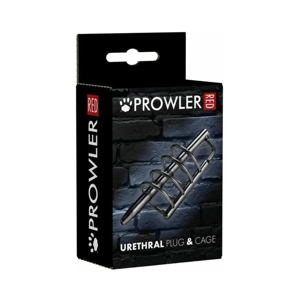 Prowler RED Urethral Plug & Cage Stainless Steel by Bondage & Fetish Toys