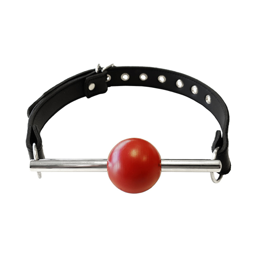 Rouge Leather Ball Gag with Removable Ball and Stainless Steel Rod Black/Red by Bondage & Fetish Toys