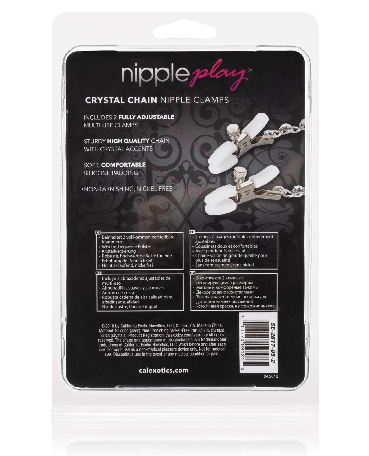 Nipple Play Crystal Chain Nipple Clamps by Bondage & Fetish Toys