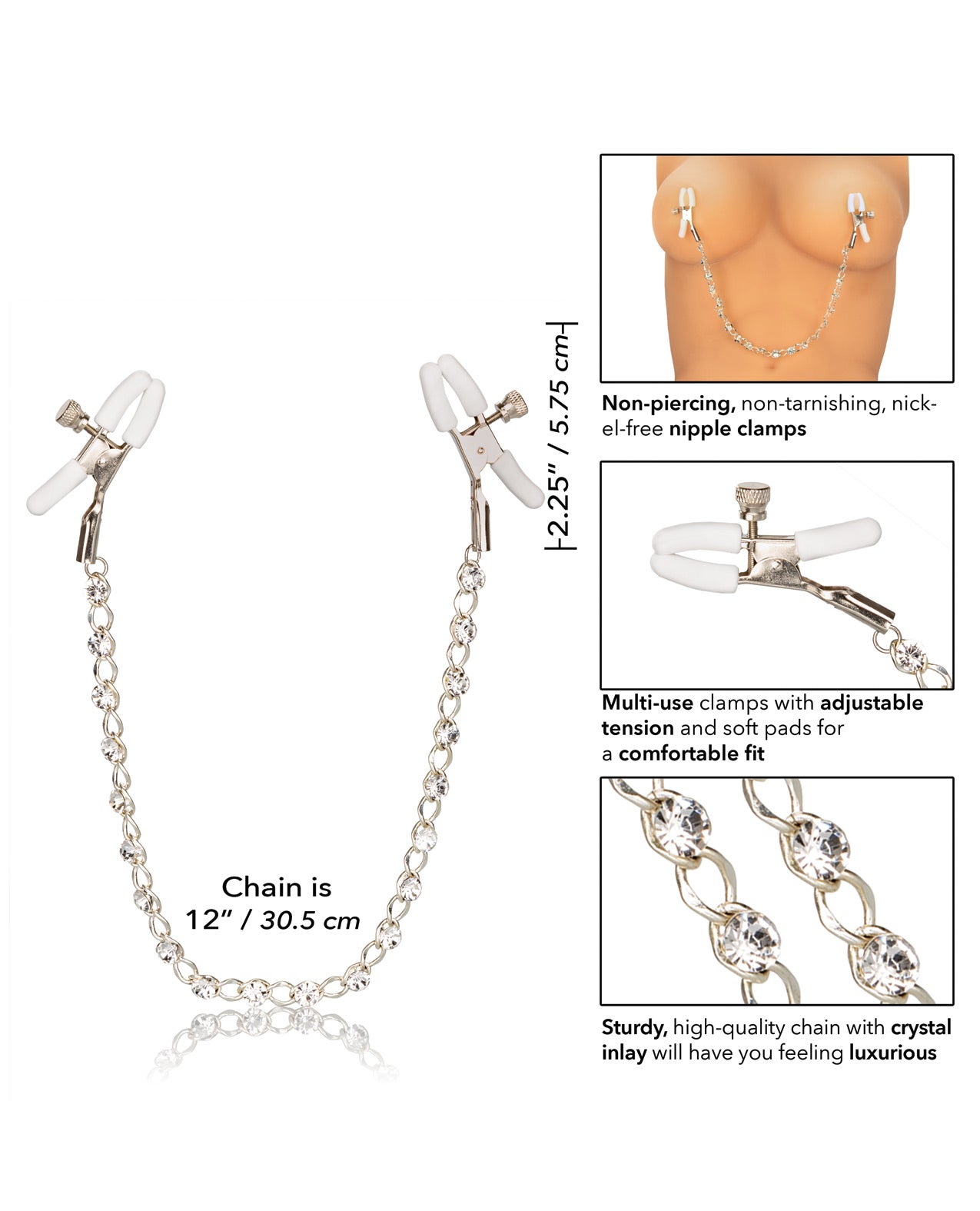 Nipple Play Crystal Chain Nipple Clamps by Bondage & Fetish Toys