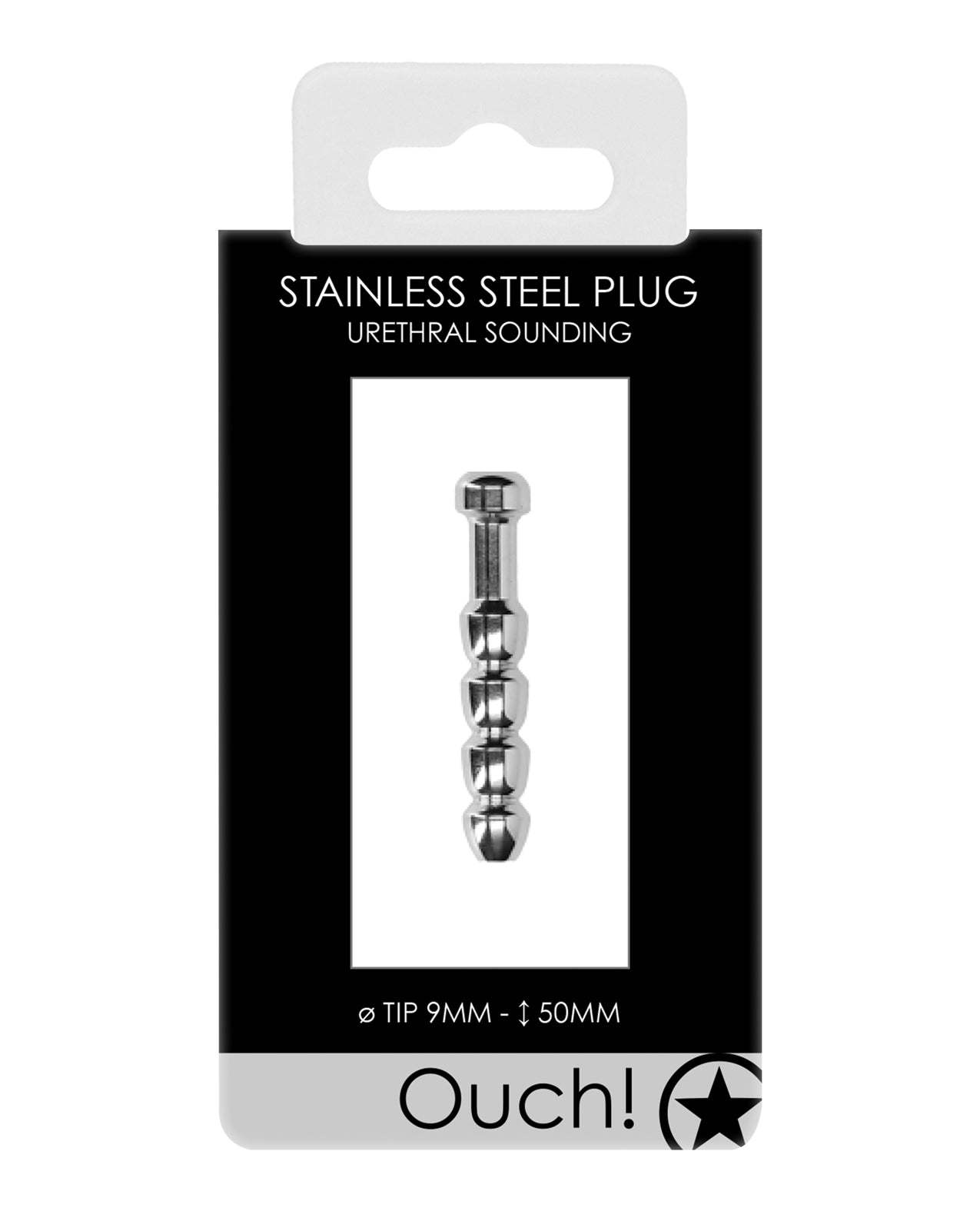Shots Ouch 9 mm Urethral Sounding Metal Plug by Bondage & Fetish Toys