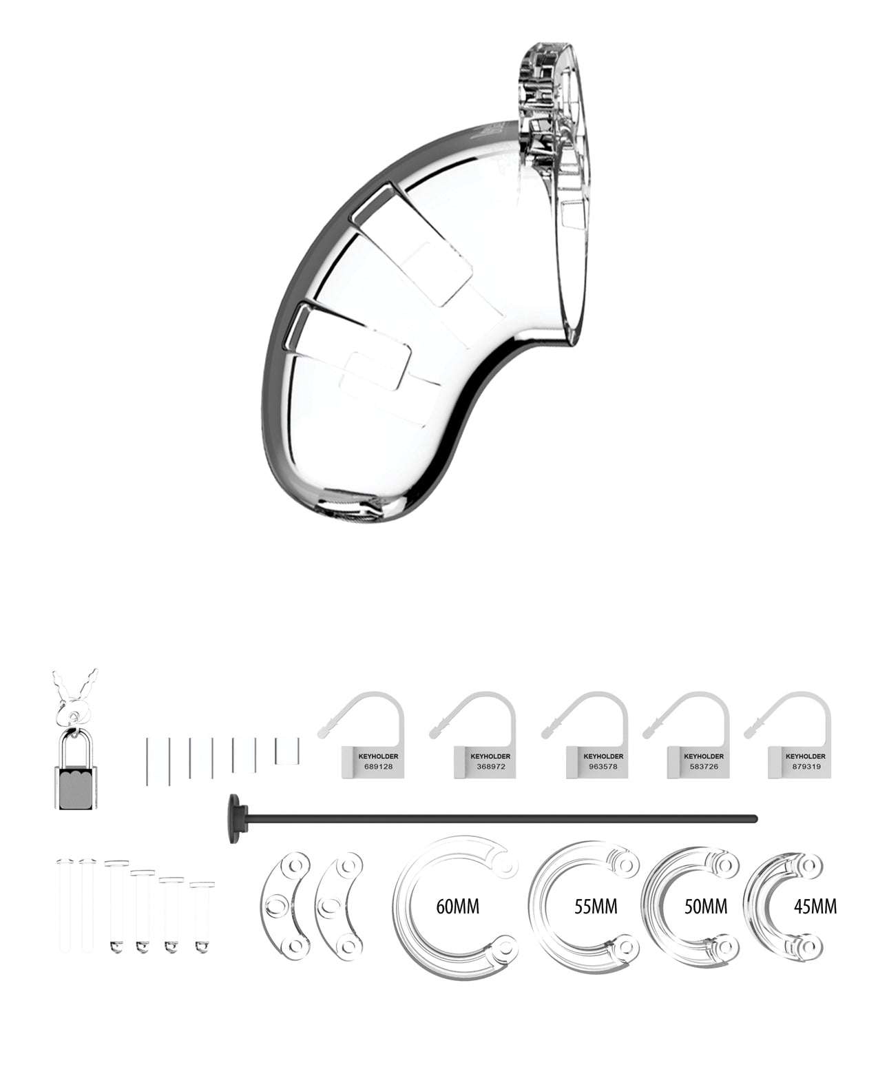 Shots Man Cage 3.5" w/Silicone Urethral Sounding - Clear by Bondage & Fetish Toys