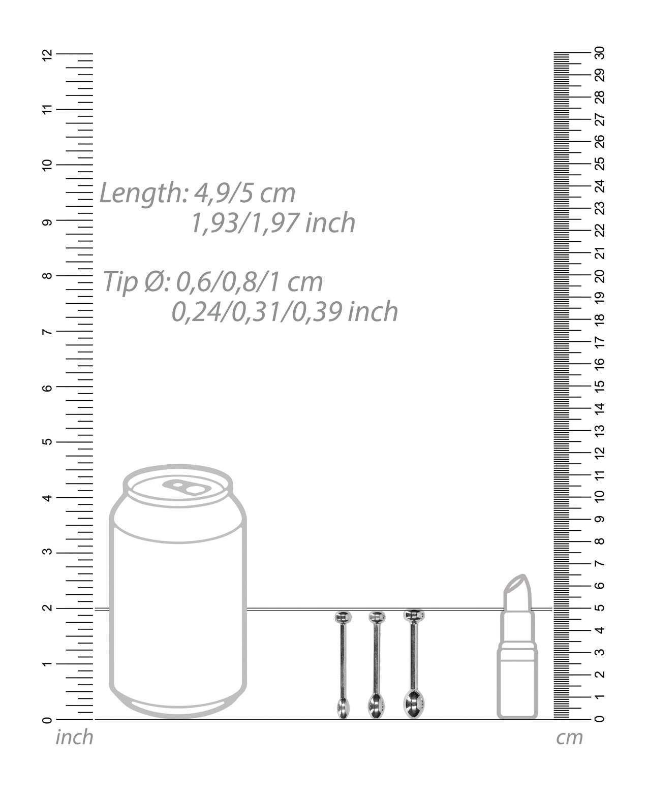 Shots Ouch Urethral Sounding Metal Plug Set - 49/50 mm by Bondage & Fetish Toys