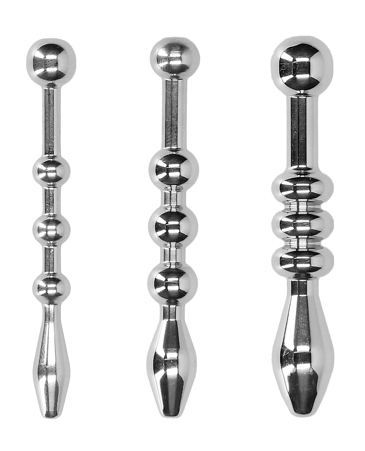 Shots Ouch Urethral Sounding Metal Plug Set - 58 mm by Bondage & Fetish Toys