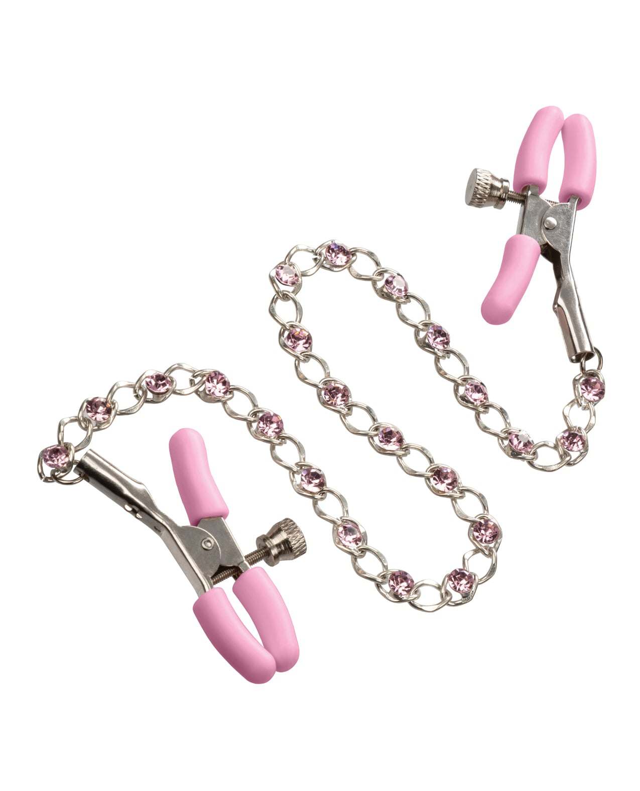 Nipple Play Crystal Chain Nipple Clamps - Pink by Bondage & Fetish Toys