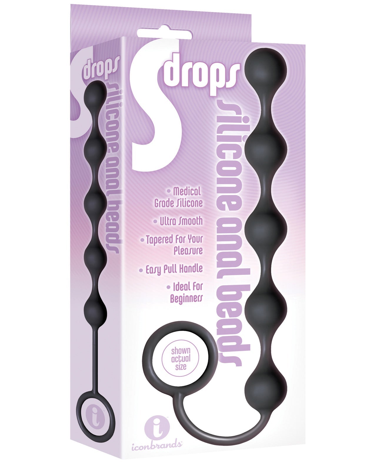 The 9's S Drops Silicone Anal Beads - Black by Anal Toys & Stimulators
