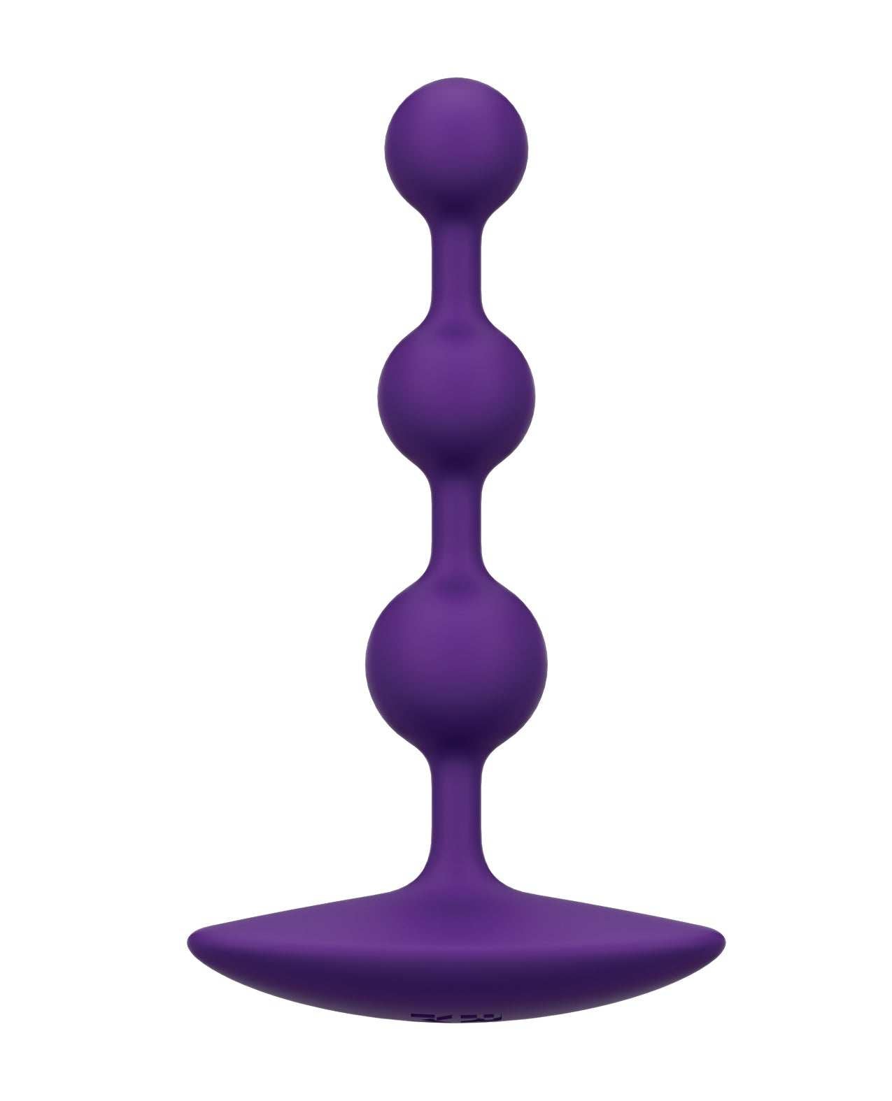 Romp Amp flexible violet silicone anal beads with graduated size and ergonomic base for comfort and safety