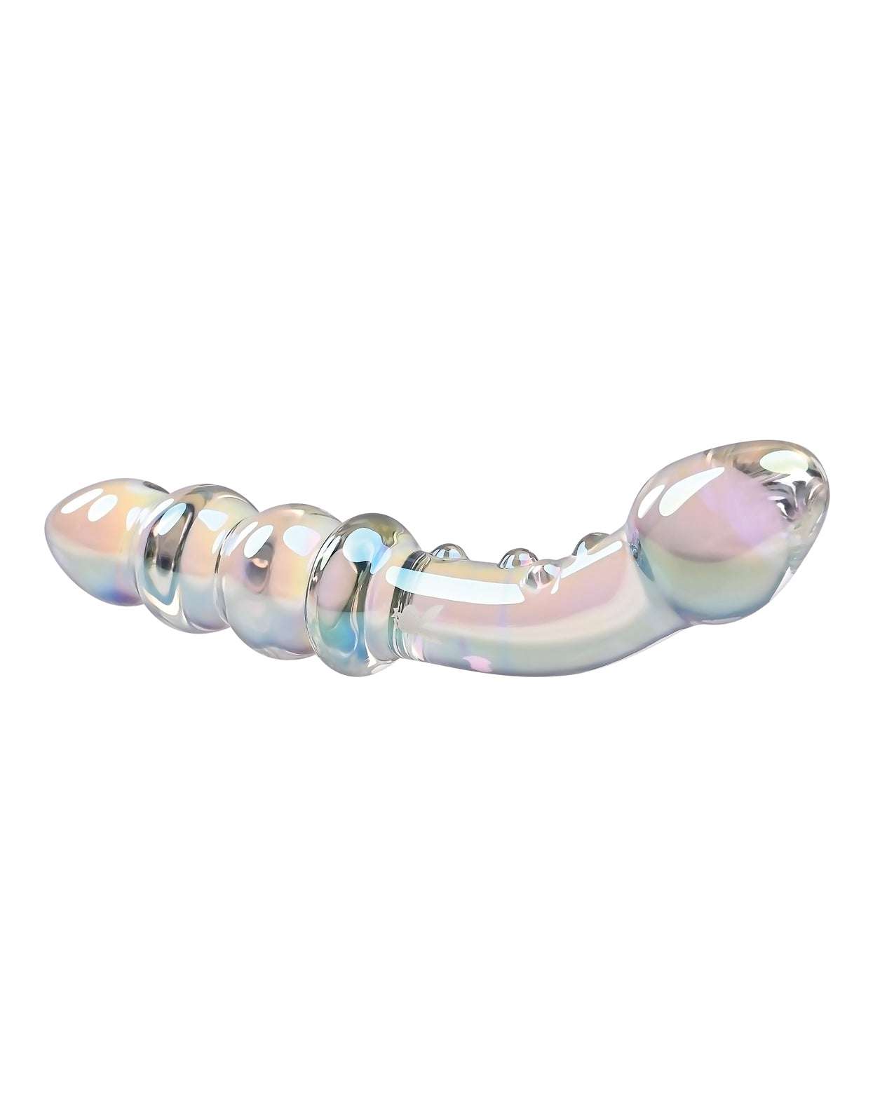 Playboy Pleasure Jewels Double Glass Dildo w/Anal Beads - Clear by Anal Toys & Stimulators