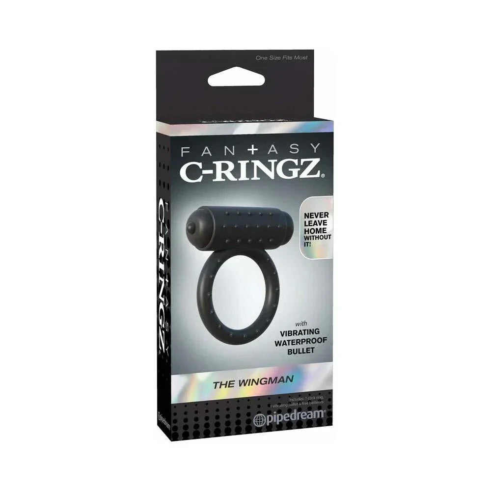 Fantasy C-Ringz The Wingman Vibrating Cockring Black by Cock & Balls