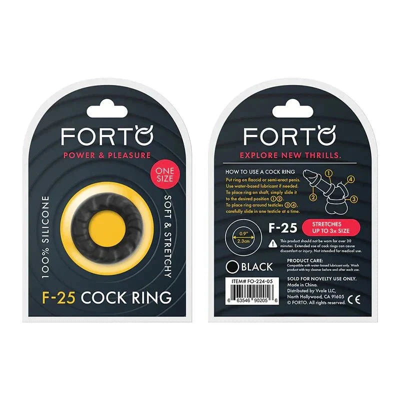 Forto F-25 Liquid Silicone Cockring 23mm Black by Cock & Balls