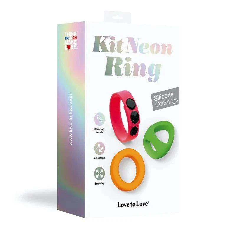 Love to Love Kit Neon Ring Silicone Cockring Set by Cock & Balls