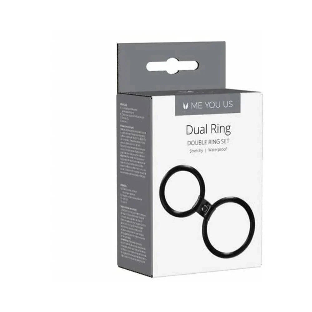 Me You Us Dual Ring Double Cockring Set Black by Cock & Balls