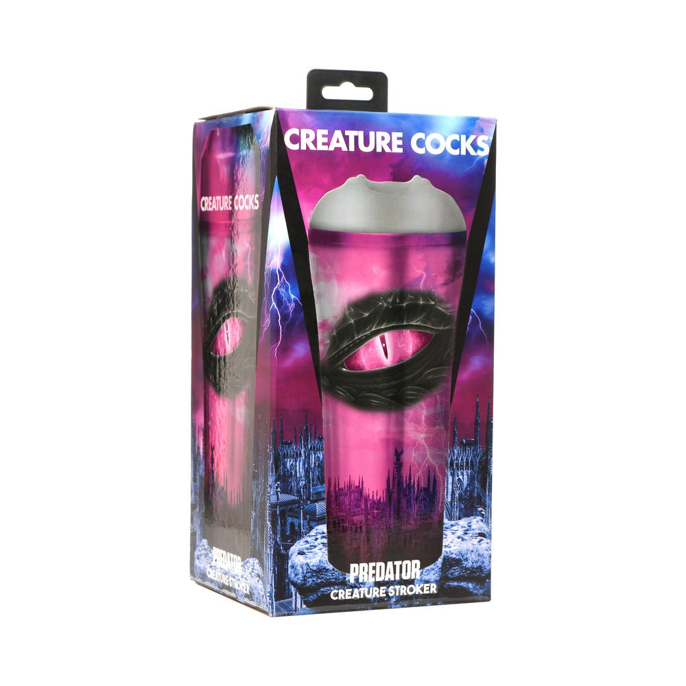 Creature Cocks Predator Creature Stroker packaging with sci-fi themed design in pink and black colors.