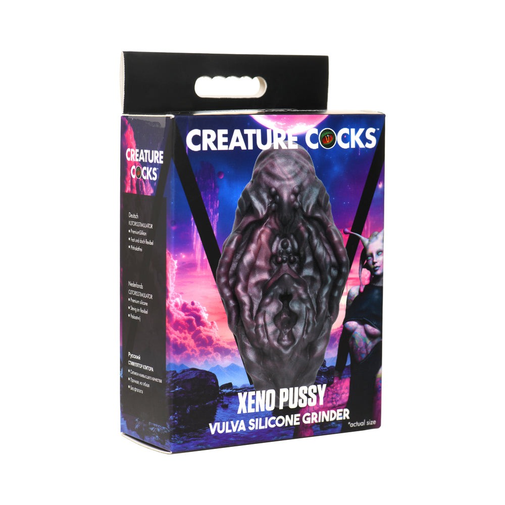 Creature Cocks Xeno Vulva Silicone Grinder adult toy in dark alien design packaging