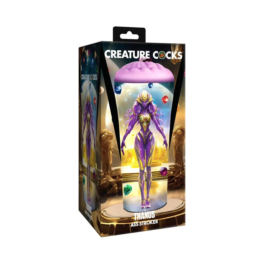 Creature Cocks Thanus Ass Stroker fantasy stroker with textured purple alien design and firm protective case