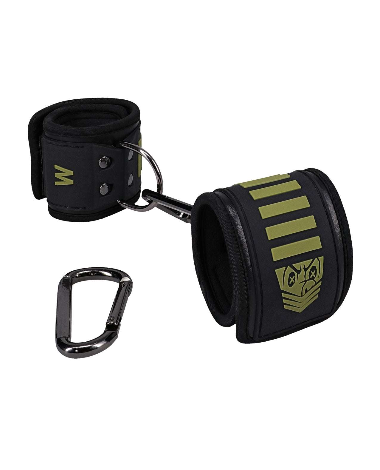 Fort Troff Tactical Wrist Cuffs in black and green with buckle-free adjustable Velcro and soft neoprene lining.
