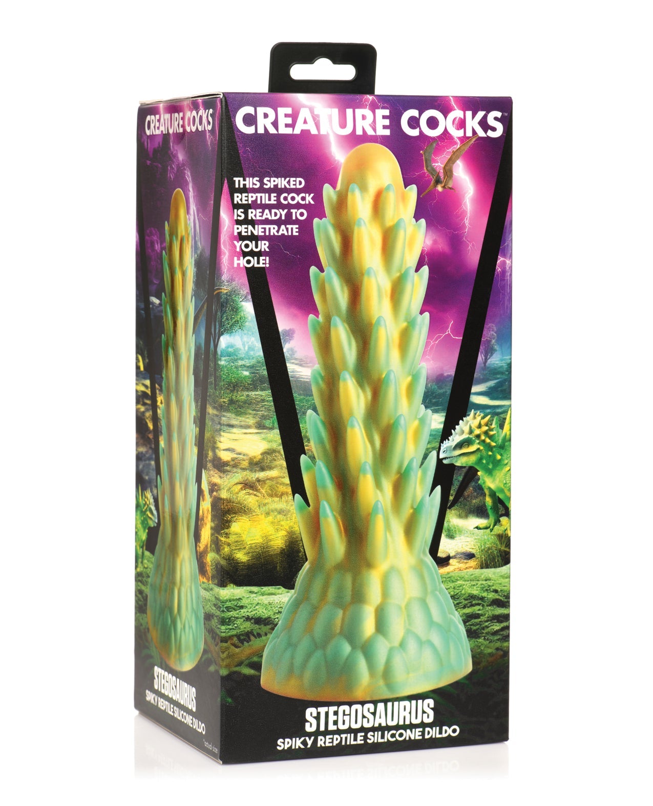 Creature Cocks Stegosaurus Spiky Reptile Silicone Dildo - Teal/Gold by Anal Toys & Stimulators