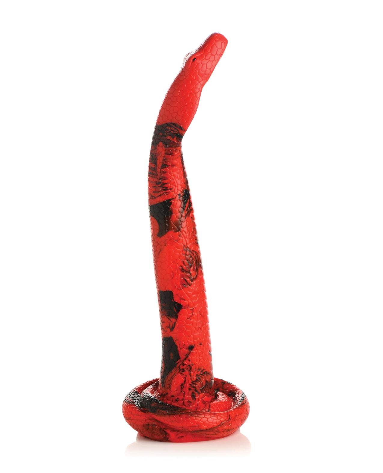 Red and black Creature Cocks King Cobra X-Large silicone dildo with cobra head and textured scales design