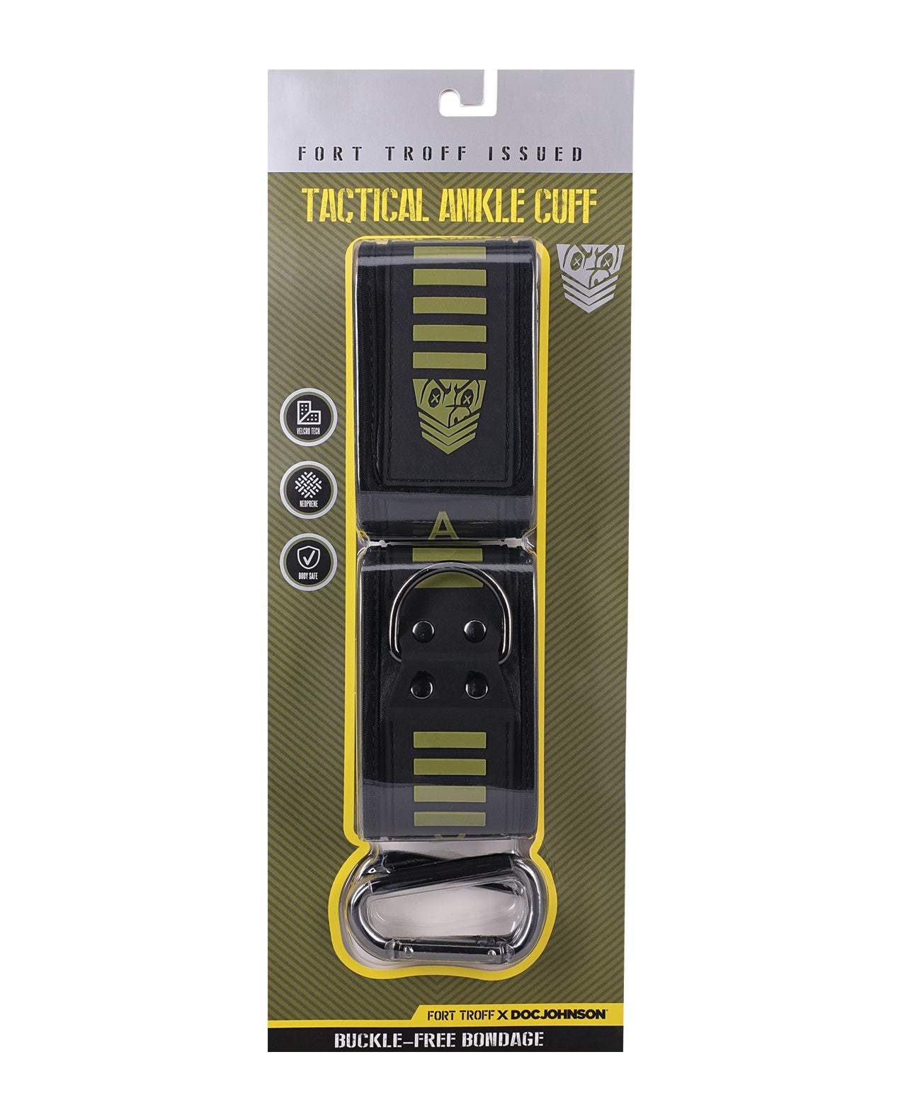 Fort Troff Tactical Ankle Cuffs - Black/Green by Bondage & Fetish Toys