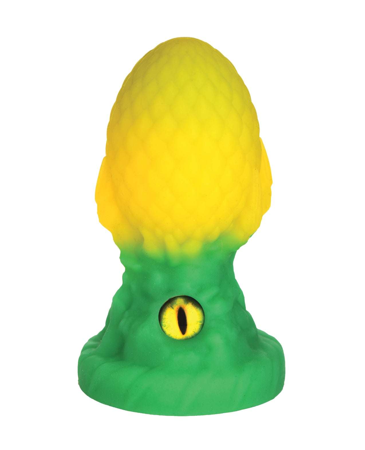 Creature Cocks Eye of the Dragon green silicone butt plug with dragon scale texture and glowing eye design
