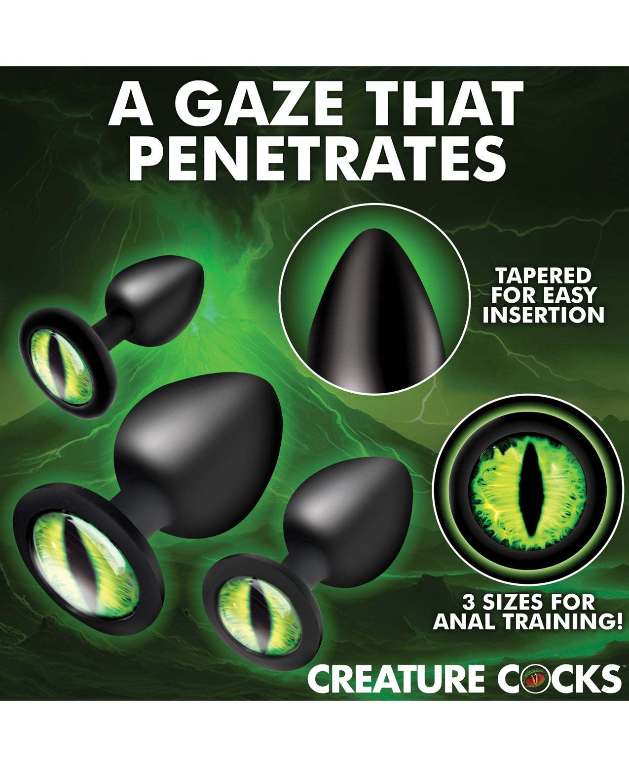 Creature Cocks - Creature Eyes Green Eye Silicone Butt Plug Set by Anal Toys & Stimulators