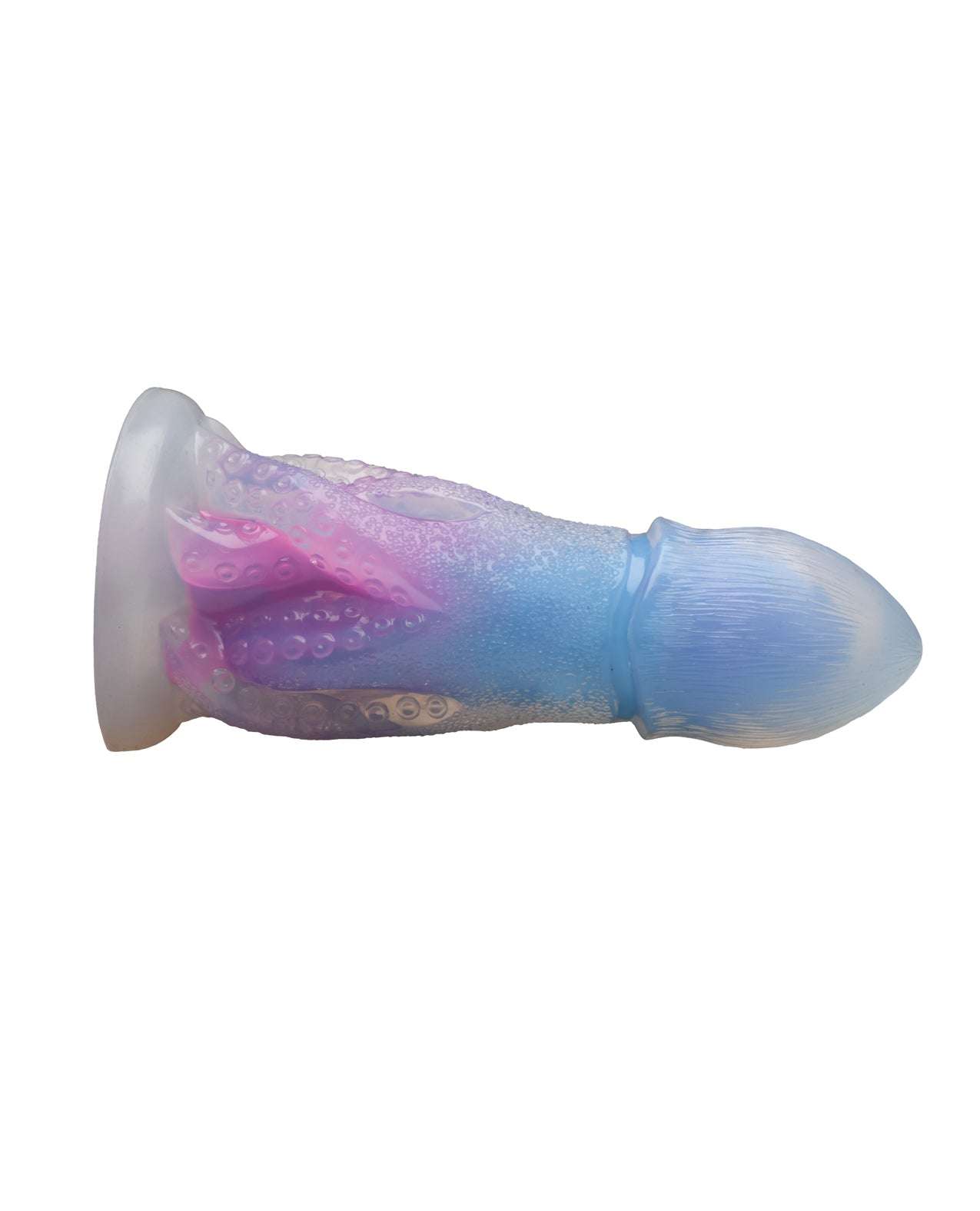 Glow-in-the-dark silicone octopus dildo with vibrating and suction base features by Creature Cocks