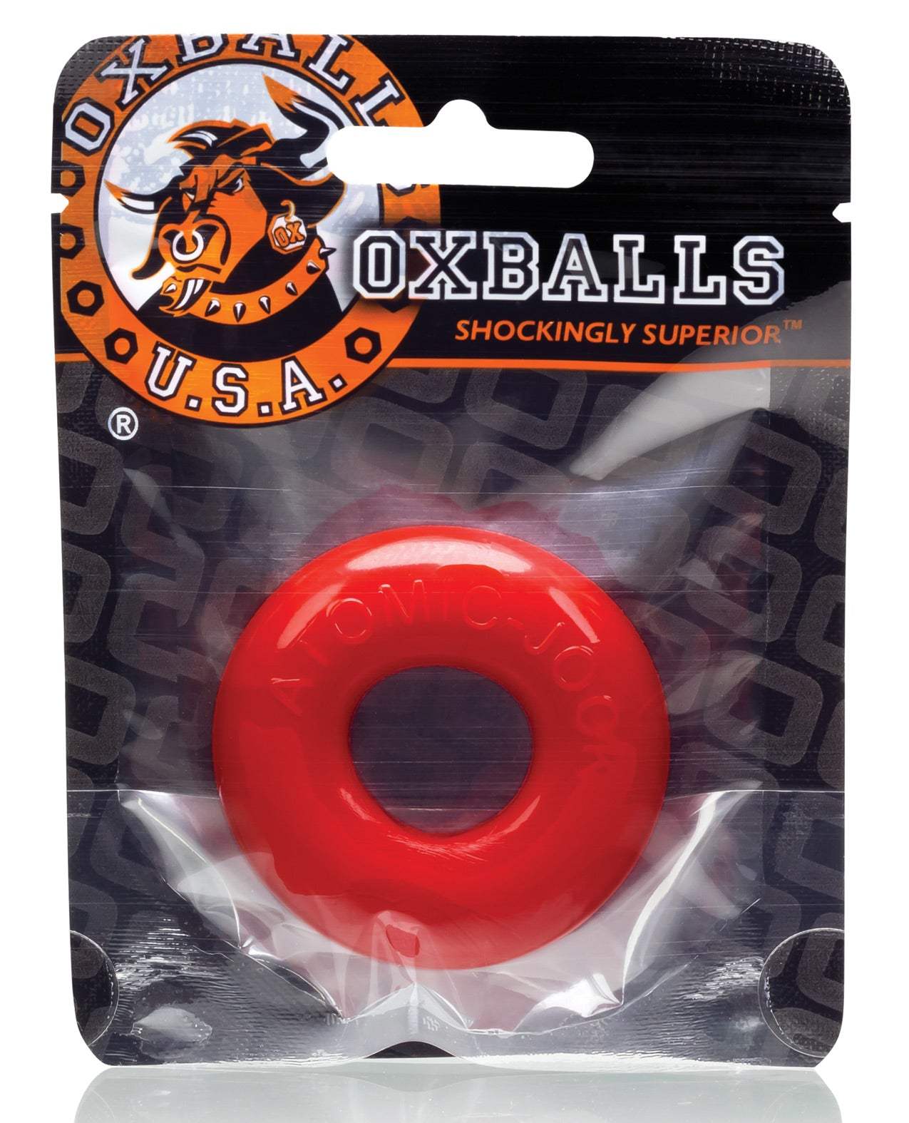 Do-Nut-2 Large Atomic Jock Cockring in red, flexible and durable FLEXXX TPR material, enhancing intimate performance.