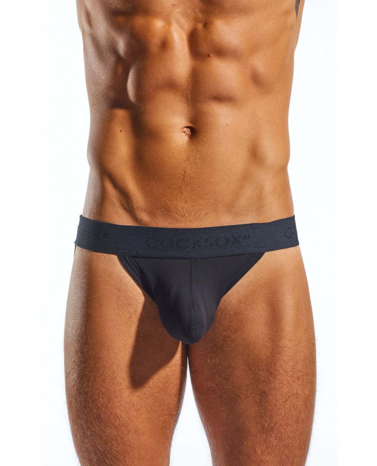 Cocksox Enhancing Pouch Jockstrap in black large size with wide branded waistband and supportive pouch.