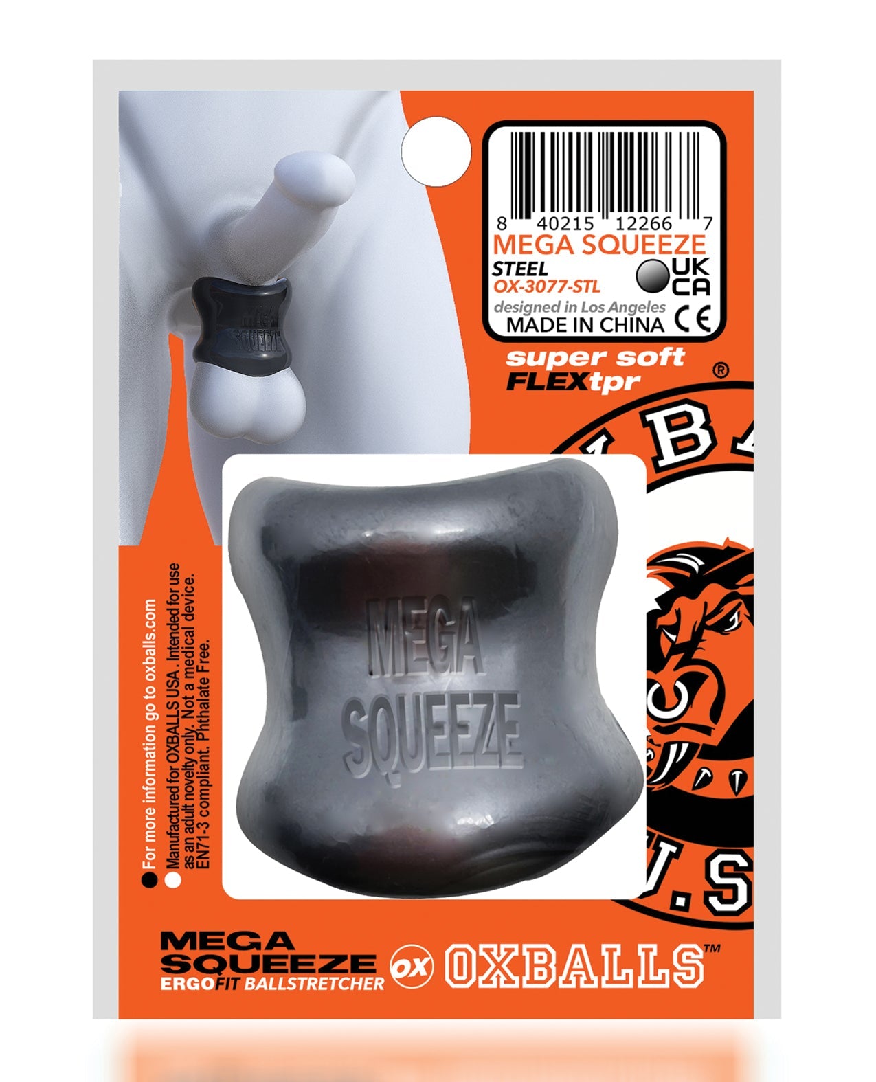 Oxballs Mega Squeeze Ergofit Ballstretcher - Steel by Cock & Balls