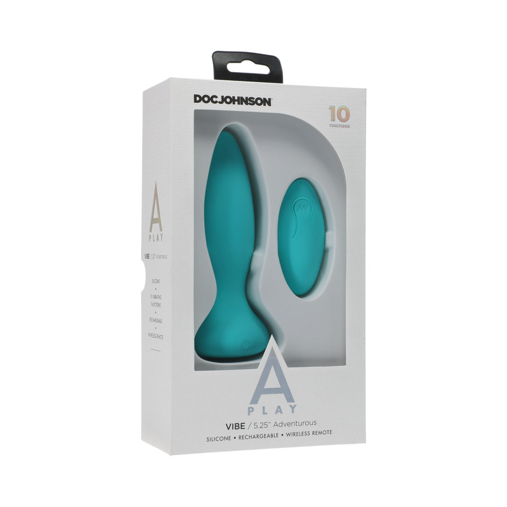A-Play Vibe Adventurous Rechargeable Silicone Anal Plug with Remote Teal by Anal Toys & Stimulators