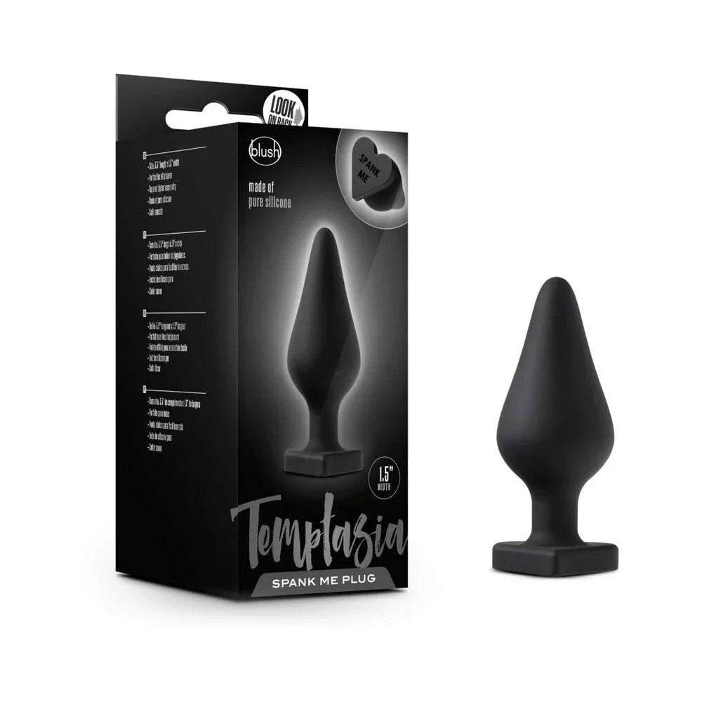 Temptasia 'Spank Me' Silicone Anal Plug with Heart-Shaped Base Black