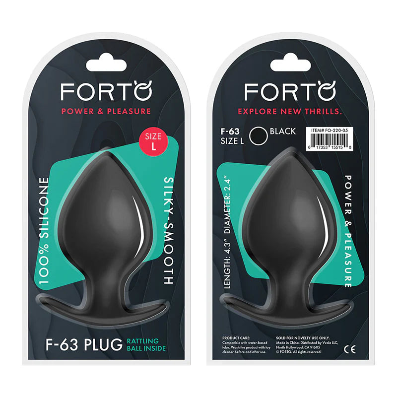 Forto F-63 Rattler Spade Silicone Anal Plug Large Black by Anal Toys & Stimulators