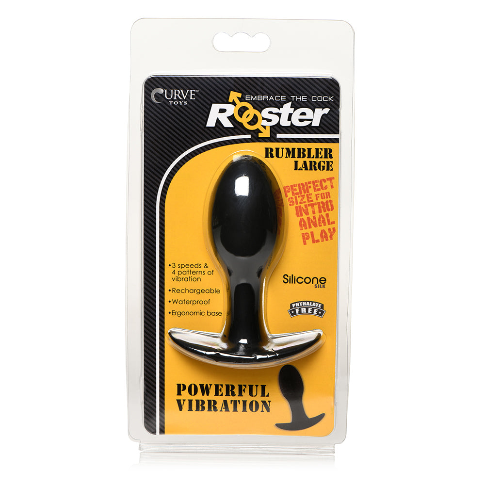 Curve Toys Rooster Rumbler Vibrating Silicone Anal Plug Large Black by Anal Toys & Stimulators