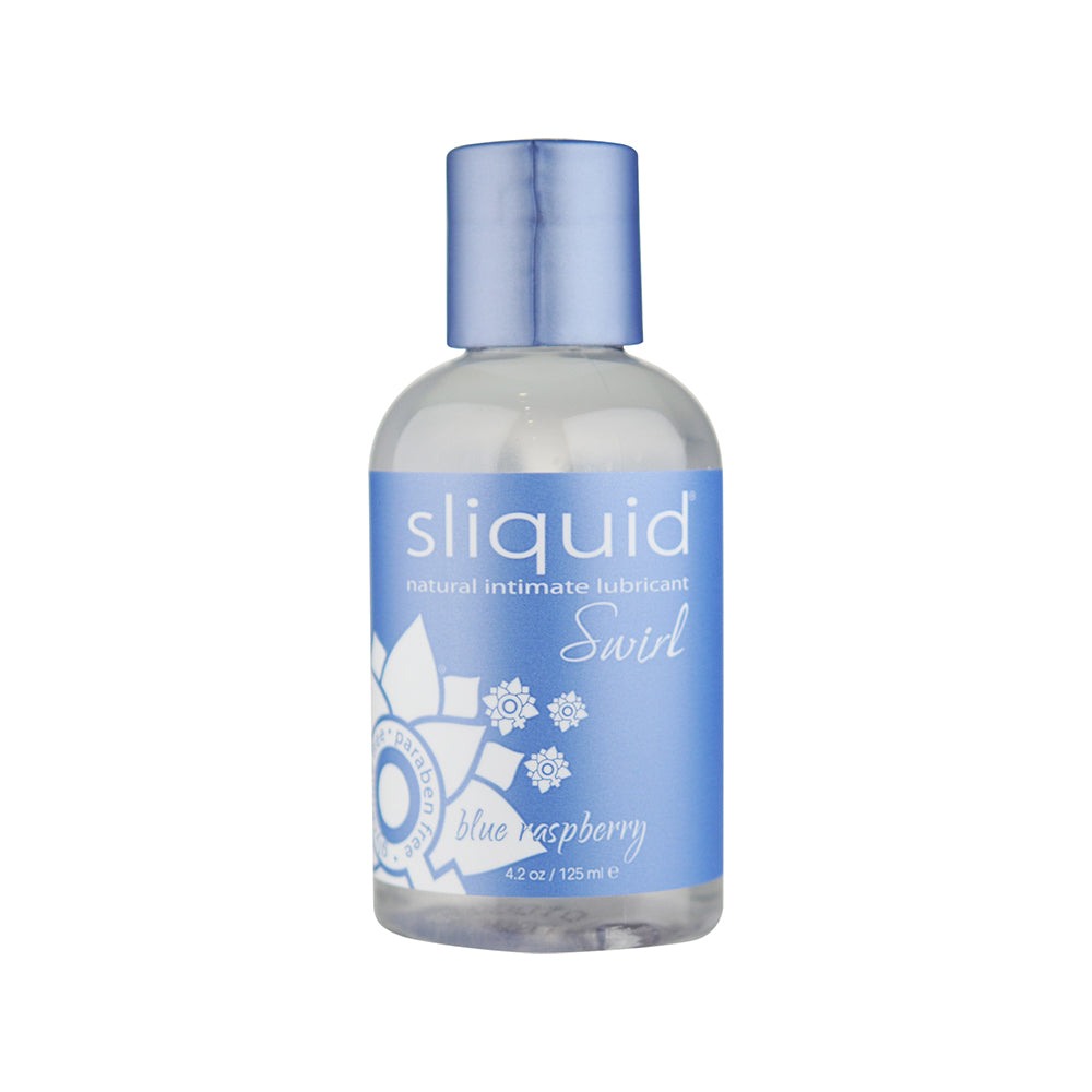Sliquid Swirl Blue Raspberry flavored natural intimate lubricant 4.2 oz bottle