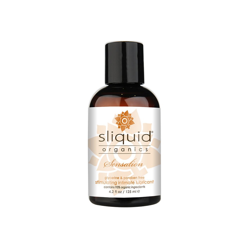Sliquid Organics Sensation warming lubricant bottle 4.2 oz natural vegan friendly intimate lubricant
