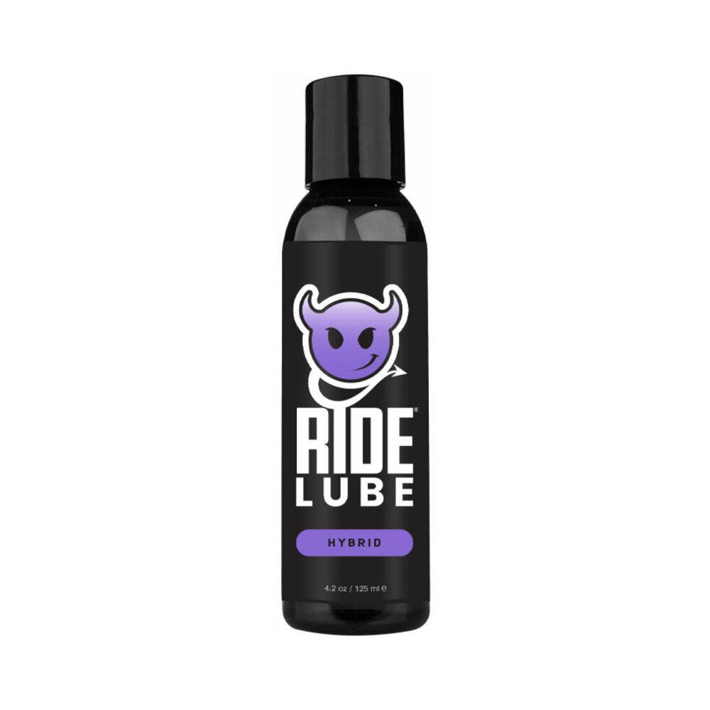 Ride Lube Silk Hybrid Lubricant 4.2oz black bottle with purple devil logo and hybrid label