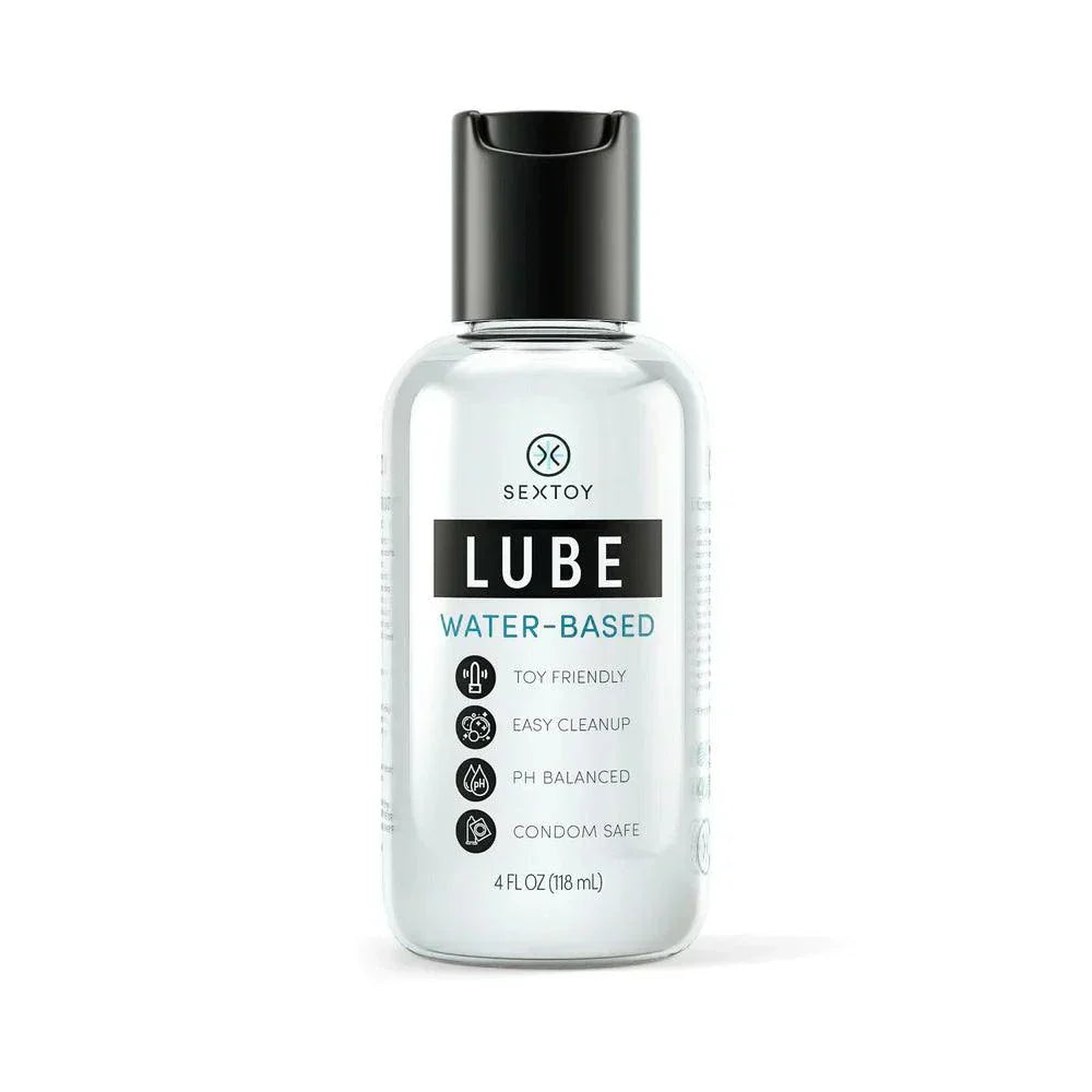 SexToy Lube water-based lubricant 4 oz bottle with toy friendly, pH balanced, easy cleanup, and condom safe features