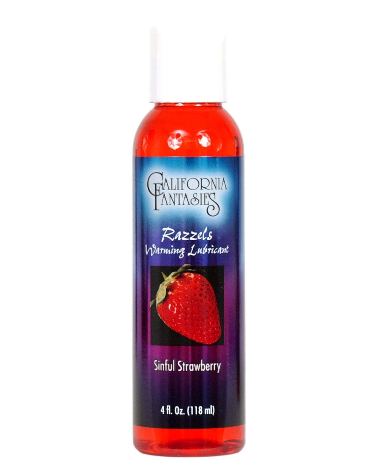 Razzels Warming Lubricant Sinful Strawberry 4 oz bottle with silky smooth, non-sticky formula and warming effect