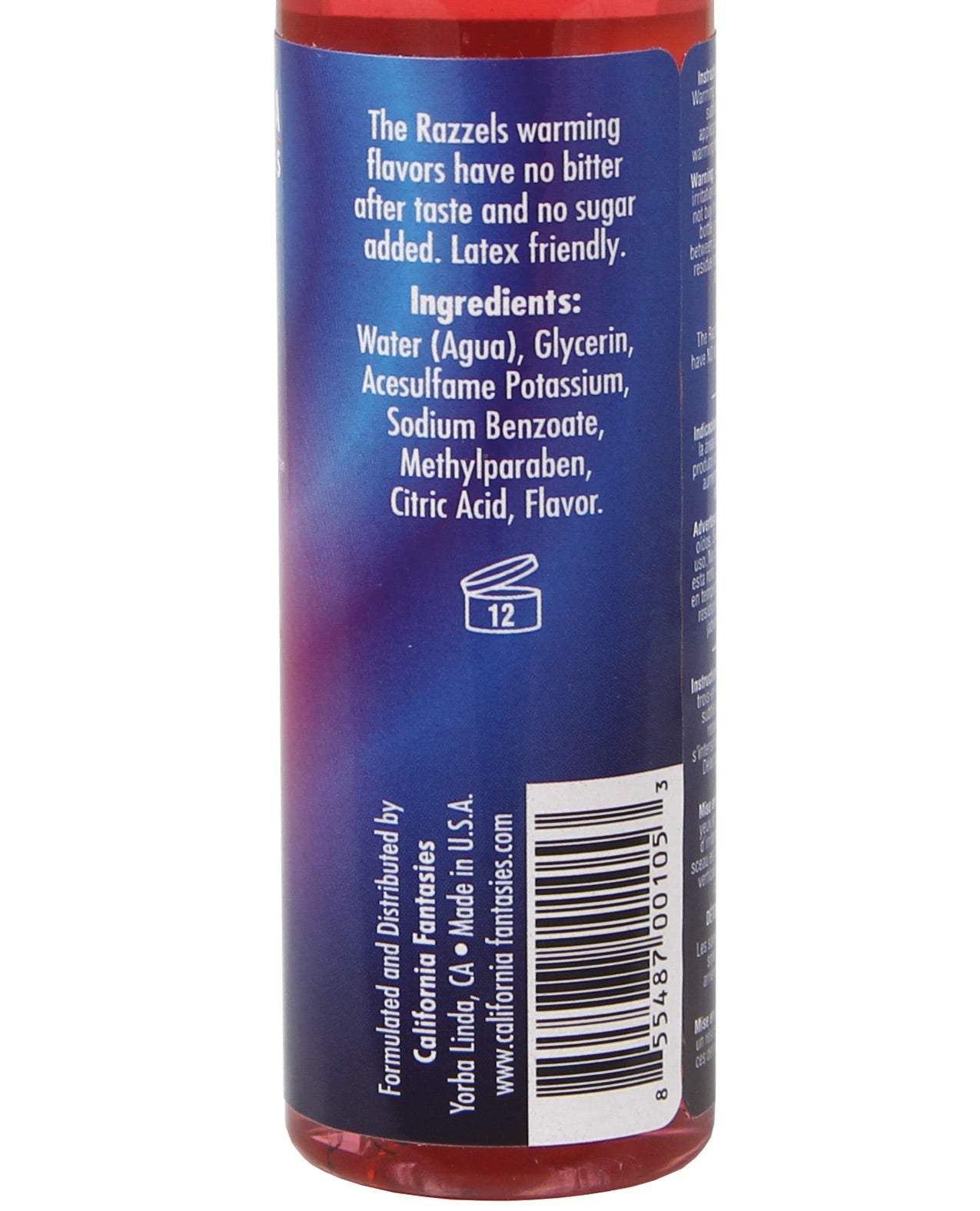 Razzels Warming Lubricant Sinful Strawberry 4 oz bottle with latex-friendly, non-sticky formula and warming sensation